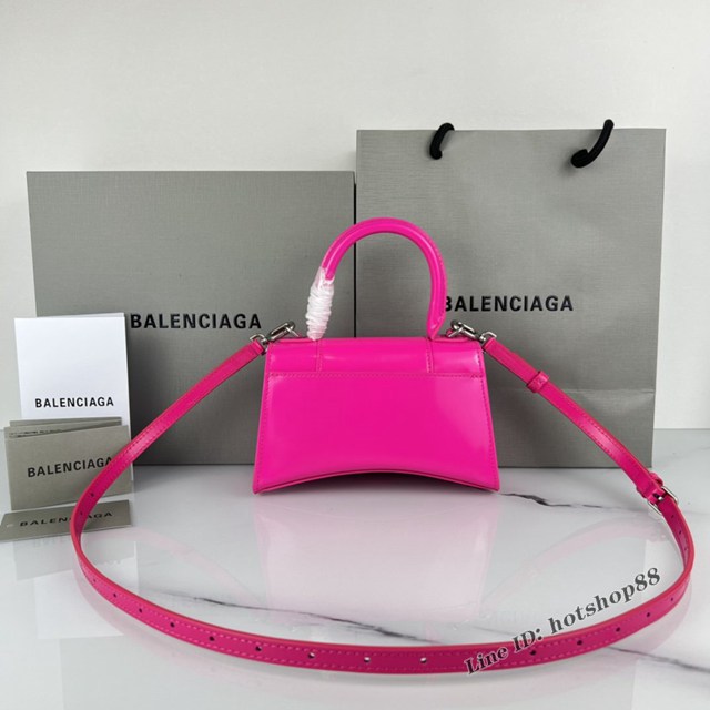 Balenciaga專櫃爆款玫紅平紋手提女包 巴黎世家原廠xs號Hourglass沙漏包 款號：8896 fyj1194